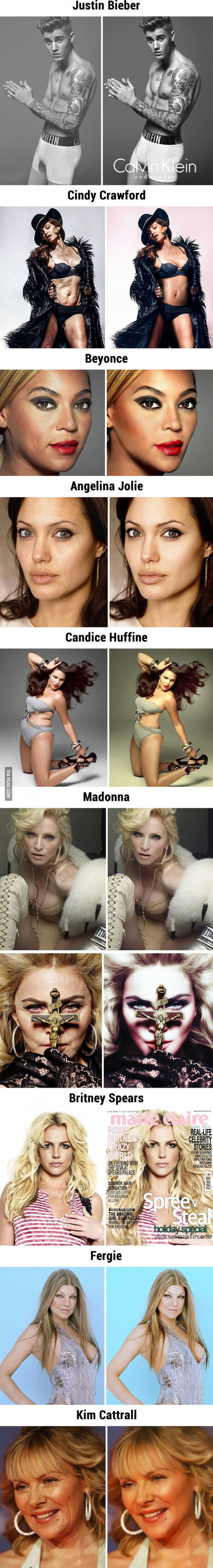10 Celebrities Before And After Photoshop