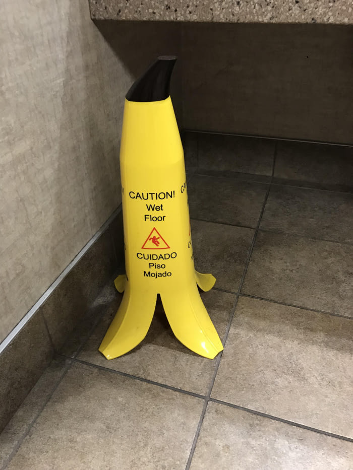 This Caution Sign Is Shaped Like A Banana Peel