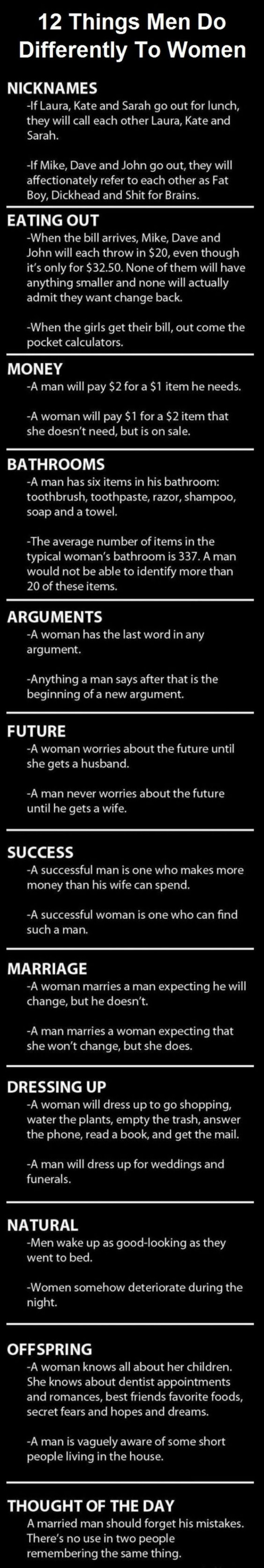 Things Men Do Differently To Women