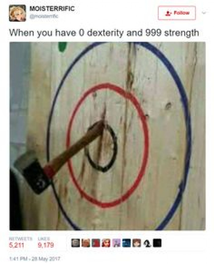0 dexterity, 999 strength