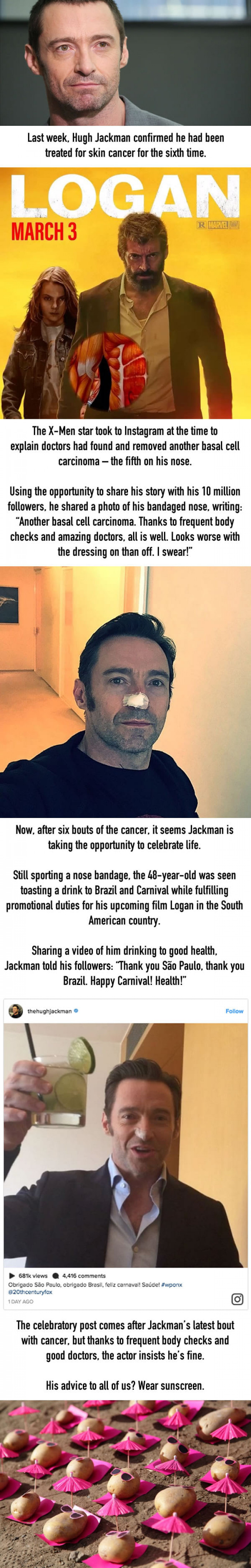 Hugh Jackman Toasts Drink After Kicking Cancer’s Ass For Sixth Time