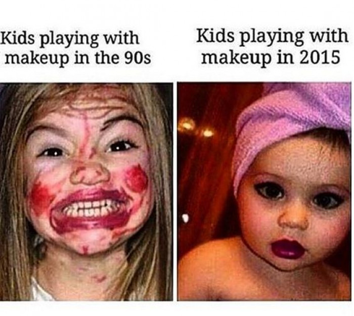 Kids Playing With Make Up Then Vs Now