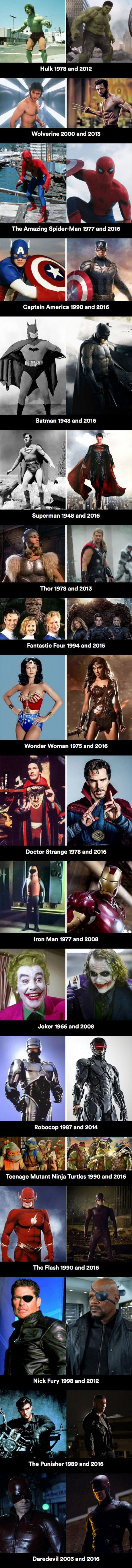 Superheroes Then v Now