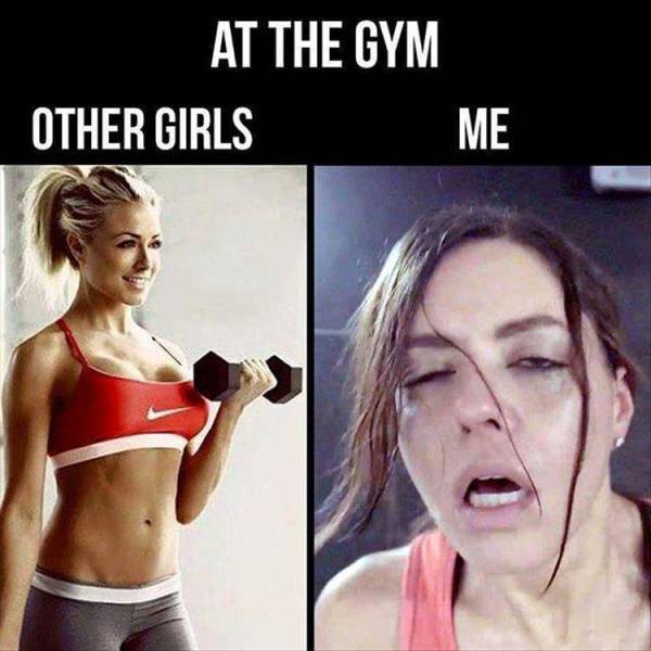 Women at the gym vs me