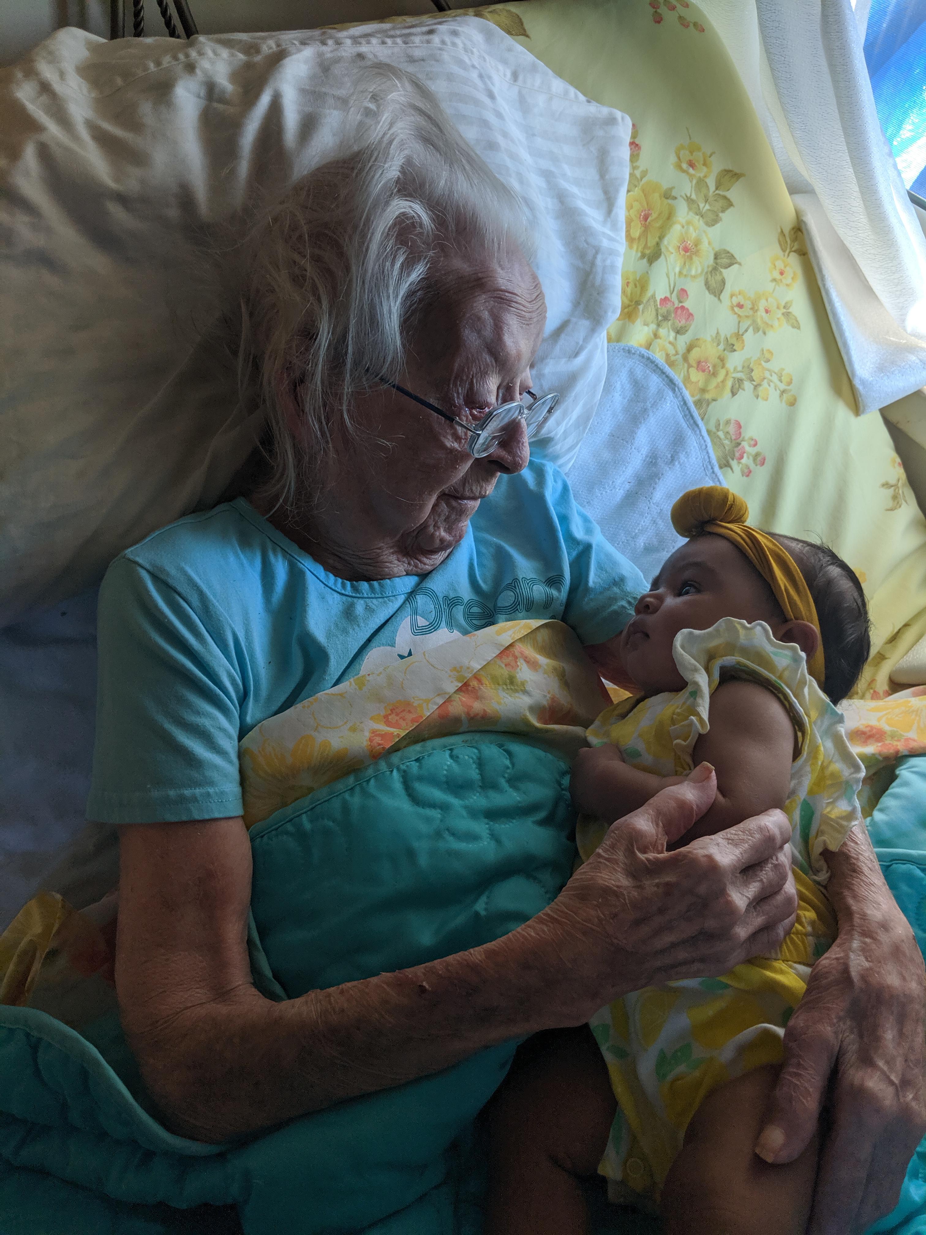 My daughter is 2 months old and her great great grandma 104 years old today.