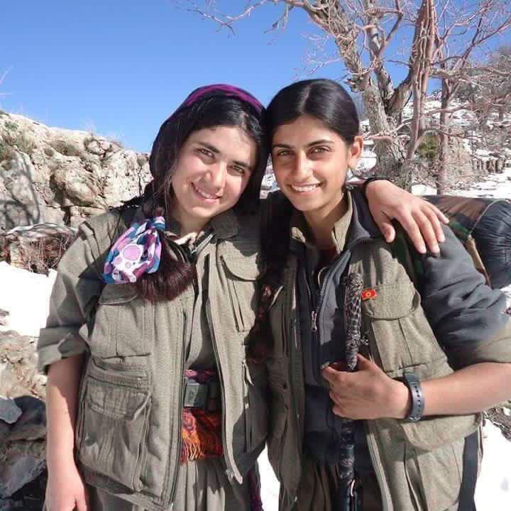Arin Mirkan (left) mother of two was a Kurdish general who carried out suicide attack on ISIS fighters sending ten jihadists to hell , to protect everybody in her town and so that those monsters could