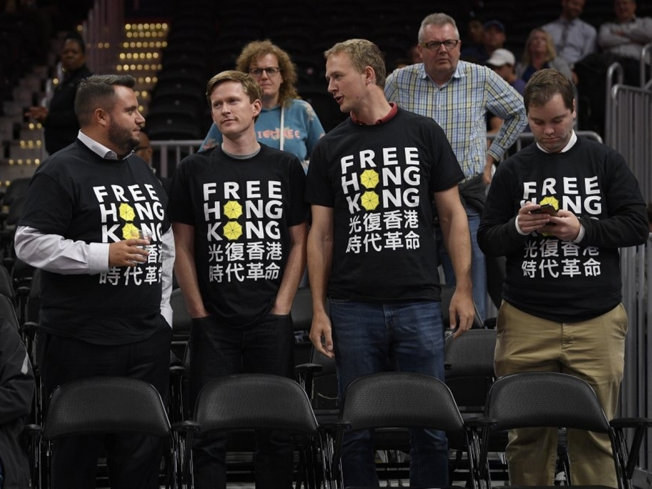 NBA spectators show support for Hong Kong protestors