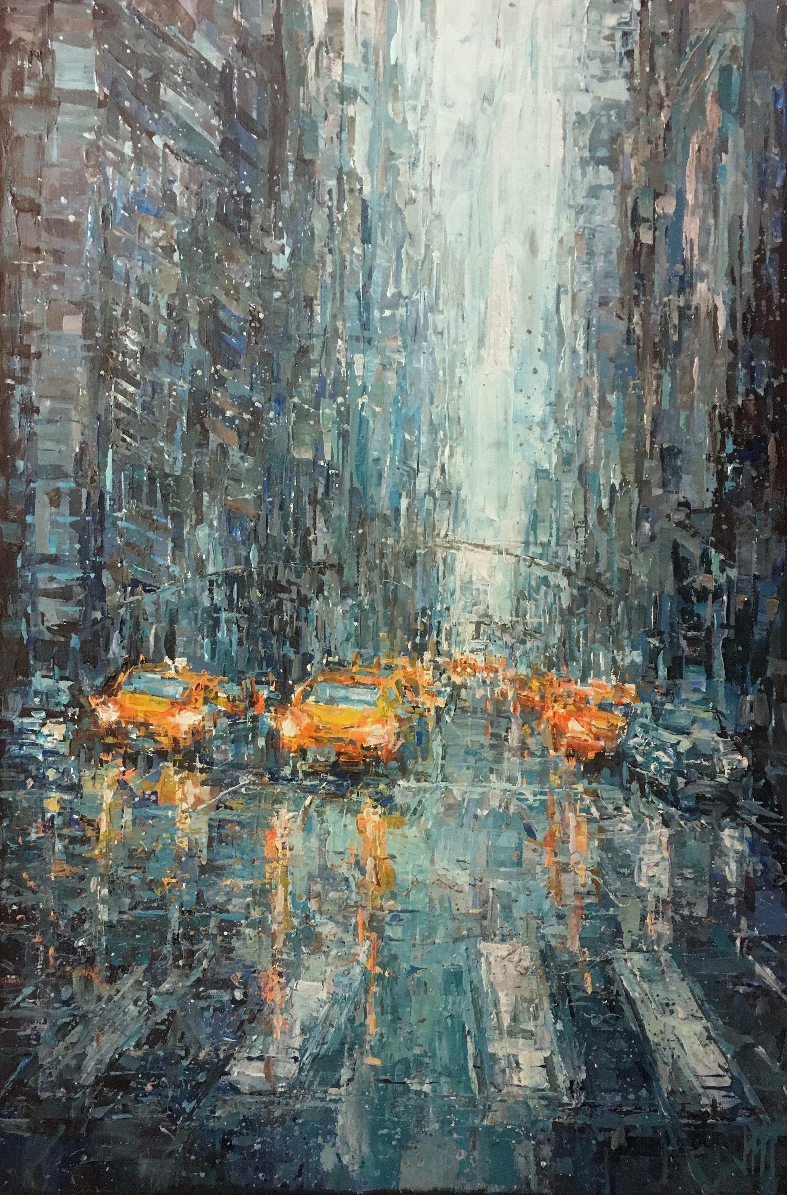 Painting I did of a New York intersection.