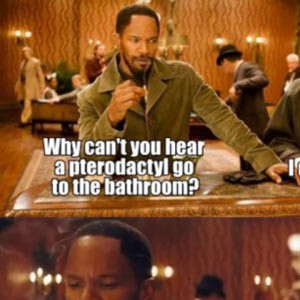 Why can’t you hear a pterodactyl go to the toilet? 
